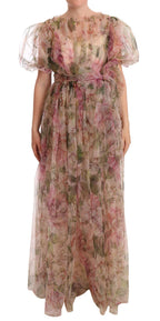 Dolce & Gabbana Multicolor Floral Print Long Maxi Gown Dress