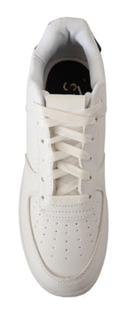 SIGNS White Leather Perforated Lace Up Sneakers Casual Men Shoes