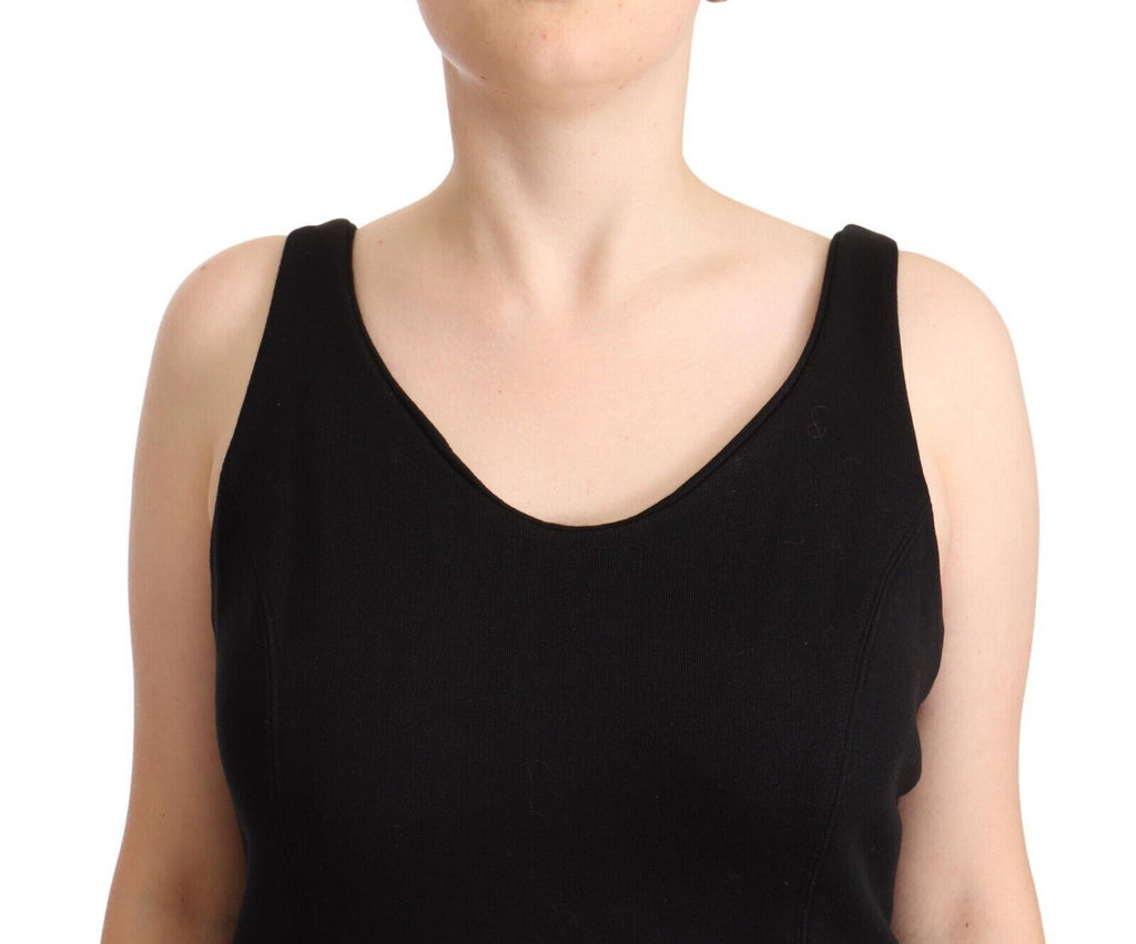 Ermanno Scervino Black Cotton Sleevelesss Tank Casual Top
