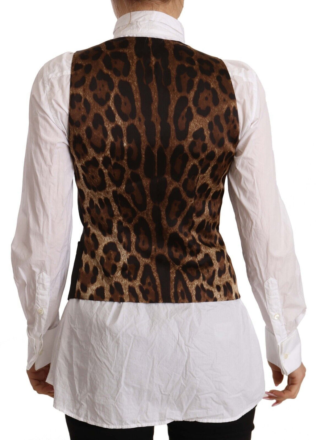 Dolce & Gabbana Black Button Down Sleeveless Vest Polyester Top