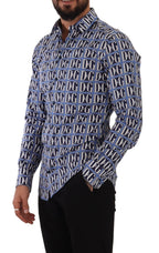 Dolce & Gabbana Blue Logo Mania Slim Fit Cotton Shirt