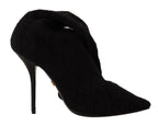 Dolce & Gabbana Black Stretch Socks Knee High Booties Shoes