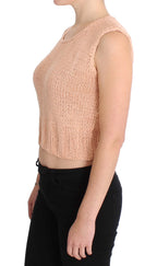 PINK MEMORIES Pink Cotton Blend Knitted Sleeveless Sweater
