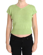 PINK MEMORIES Green Cotton Blend Knitted Sweater