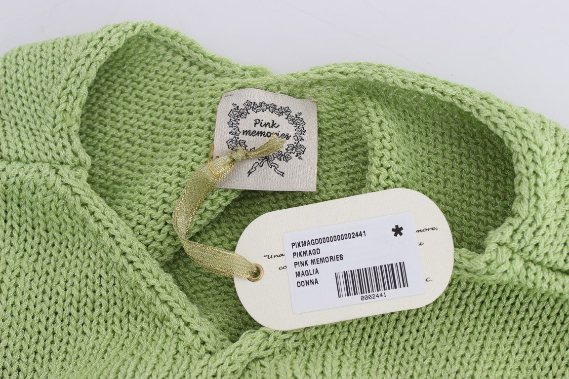 PINK MEMORIES Green Cotton Blend Knitted Sweater
