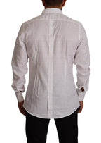 Dolce & Gabbana White GOLD Cotton Slim Fit Dress Formal Shirt