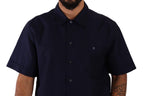 Dolce & Gabbana Navy Blue Button Down Short Sleeves Shirt