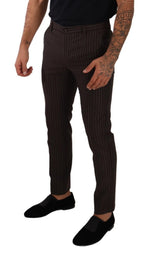 Dolce & Gabbana Brown Striped Wool Formal Trouser Dress Pants