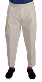 Dolce & Gabbana White Cotton Tapered Men Trouser Dress Pants