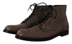 Dolce & Gabbana Gray Crocodile Leather Derby Boots