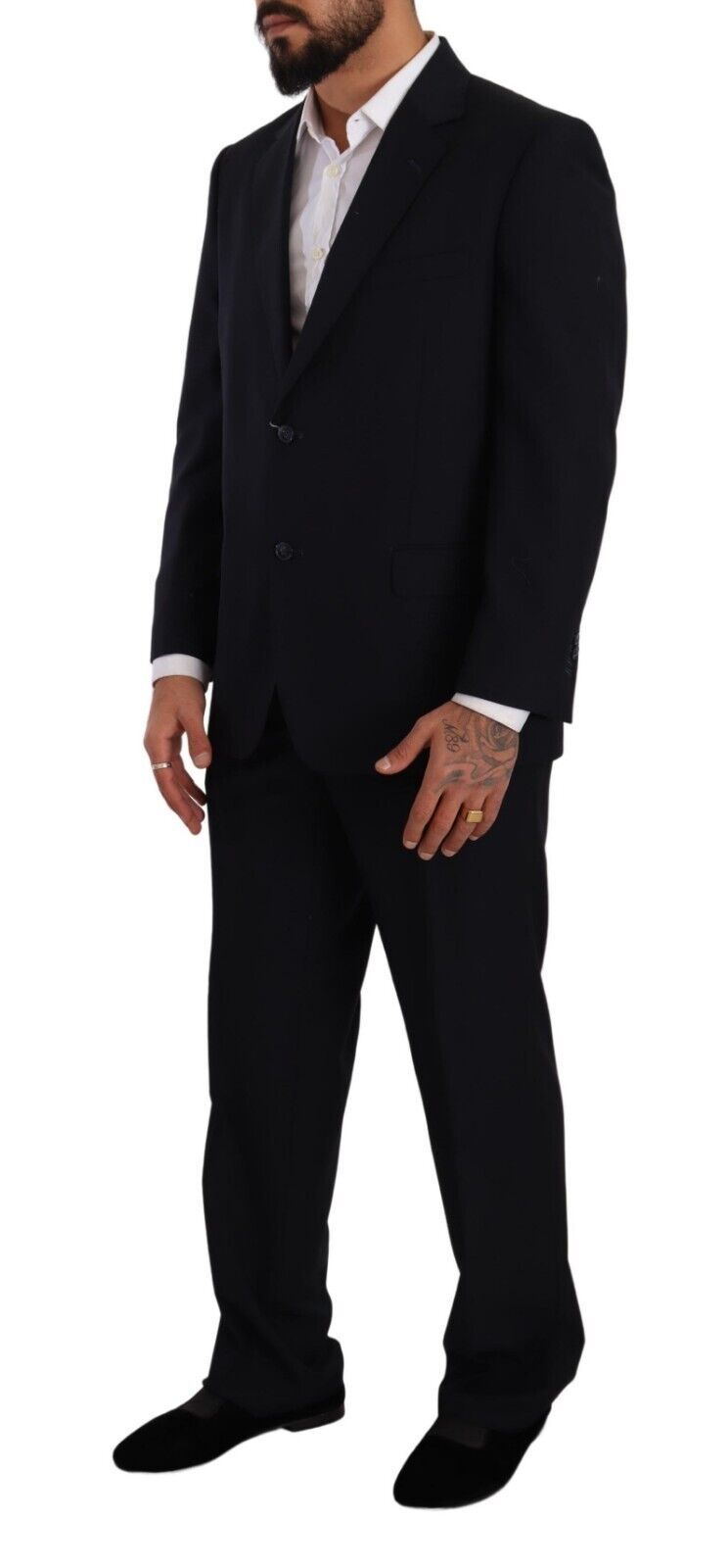 Domenico Tagliente Blue Polyester Single Breasted Formal Suit
