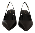 Dolce & Gabbana Black Leather Slingbacks Heels Pumps Shoes