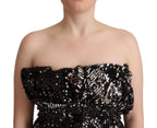 Aniye By Black Sequined Polyester Strapless Cocktail Blouse Top