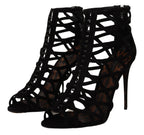 Dolce & Gabbana Black Suede Stiletto Heels Bette Sandals Shoes