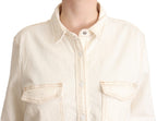 Levi's White Cotton Collared Long Sleeves Button Down Polo Top
