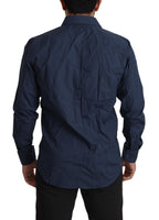 Dolce & Gabbana Blue Cotton MARTINI Slim Fit Dress Shirt