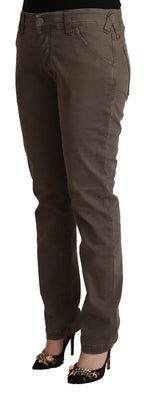 CYCLE Brown Cotton Low Waist Skinny Casual Jeans