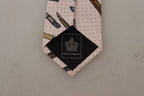 Dolce & Gabbana Pink Pen Dots Print 100% Silk Adjustable Neck Accessory Tie