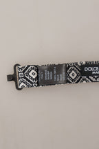 Dolce & Gabbana Black white 100% Silk Adjustable Neck Papillon Tie