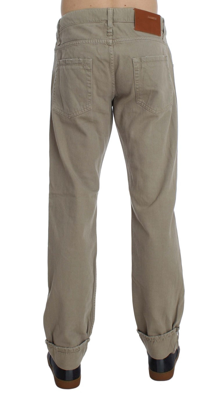Acht Beige Cotton Patchwork Jeans
