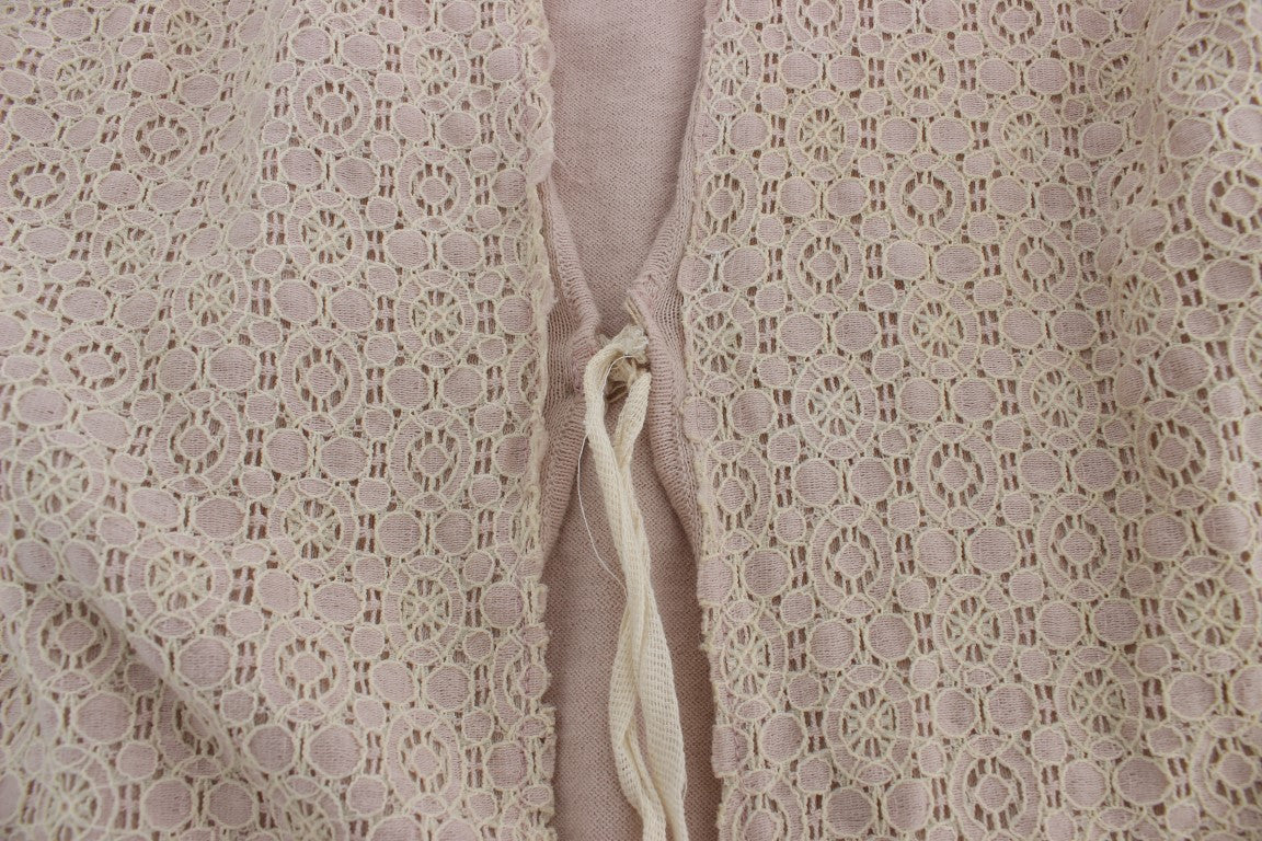PINK MEMORIES Pink Floral Lace Wrap Sweater