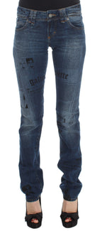 John Galliano Blue Wash Cotton Blend Slim Fit Bootcut Jeans