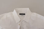 Dolce & Gabbana White Cotton Peacock Feather Formal GOLD Shirt