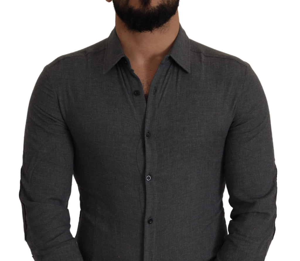 Costume National Dark Gray Cotton Casual Mens Shirt