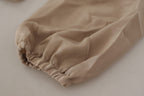 Dolce & Gabbana Brown Waistband Sleeves Ascot Collar Top Blouse