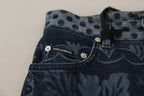 Dolce & Gabbana Blue Floral High Waist Skinny Denim Jeans