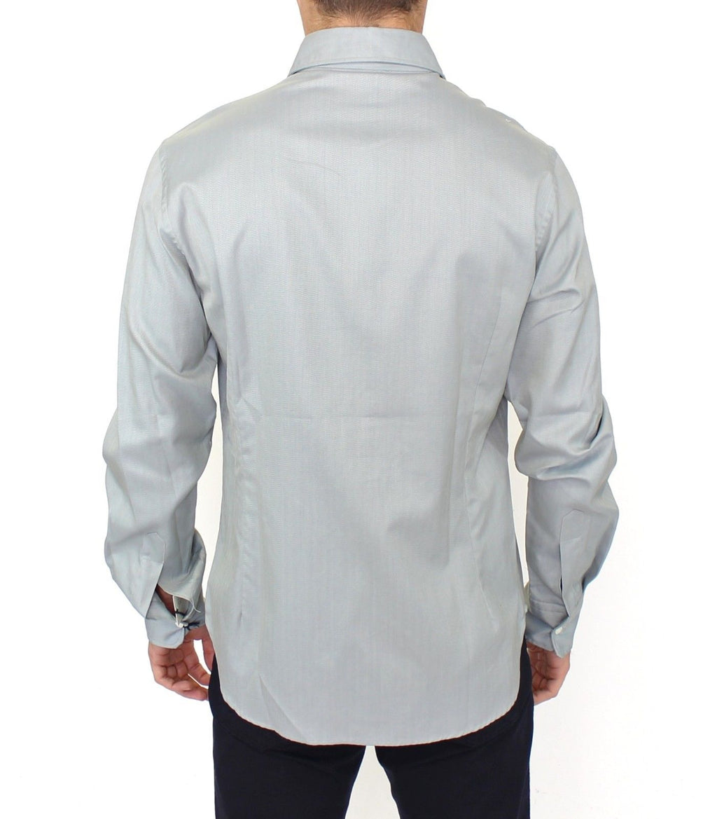 Ermanno Scervino Gray Cotton Long Sleeve Casual Shirt Top