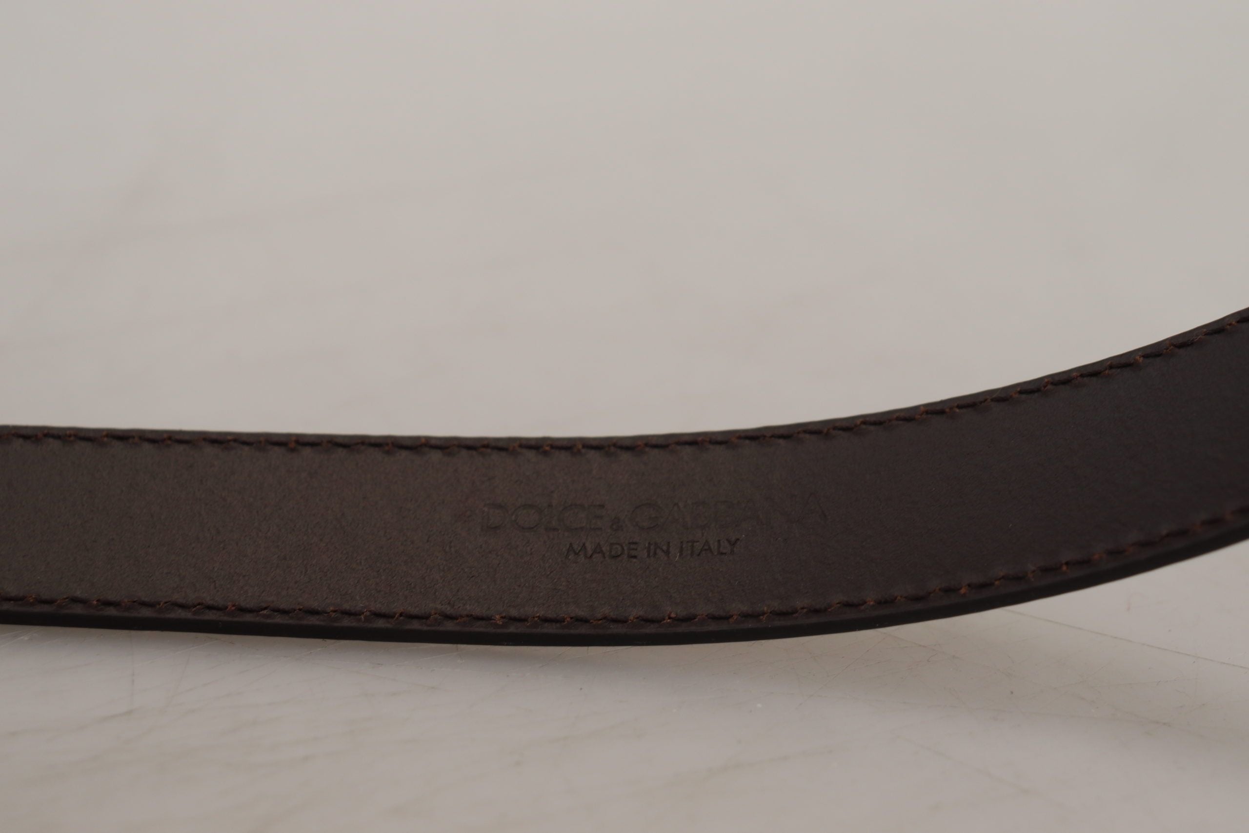 Dolce & Gabbana Gold Leather Silver Square Metal Buckle Belt