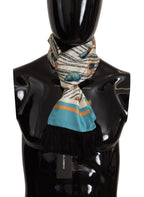 Dolce & Gabbana Multicolor Seashells DG Print Silk Shawl Fringe Scarf