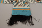 Dolce & Gabbana Multicolor Seashells DG Print Silk Shawl Fringe Scarf