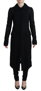 Dolce & Gabbana Black Button Down Long Blazer Cotton Jacket