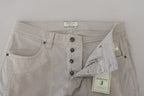 Jeckerson Gray Cotton Tapered Men Casual Pants