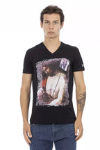Trussardi Action Black Cotton Men's V-Neck T-Shirt