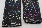 Dolce & Gabbana Black Multicolor Print Tattered Denim Jeans