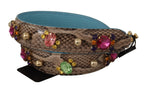 Dolce & Gabbana Brown Exotic Leather Crystals Shoulder Strap