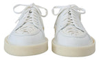 Dolce & Gabbana White Leather Low Top Oxford Sneakers Casual Shoes