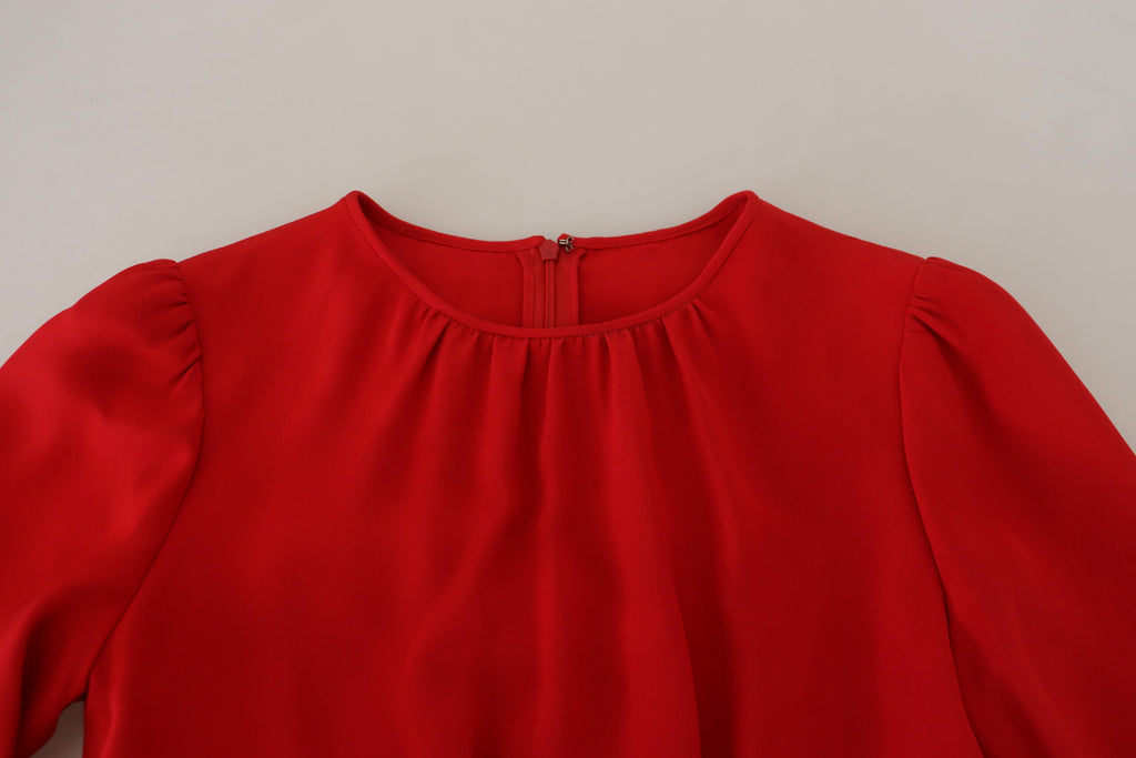 Dolce & Gabbana Red Silk Sheath A-line Knee Length Dress