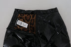 Dolce & Gabbana Shiny Black High Waist A-line Mini Skirt
