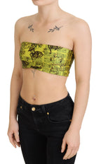 John Galliano Yellow Newspaper Print Cropped Blouse