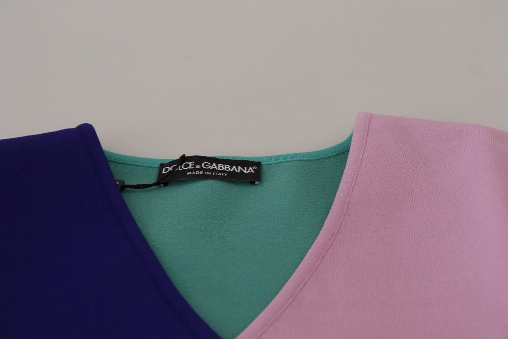 Dolce & Gabbana Multicolor V-neck Viscose Long Sleeves Sweater