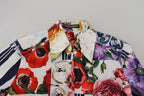 Dolce & Gabbana Multicolor Floral Cotton Collared Blouse Top