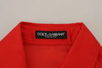 Dolce & Gabbana Red Silk Collared Long Sleeves Dress Shirt Top