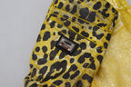 Dolce & Gabbana Yellow Leopard Cotton Straight Denim Jeans