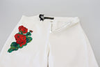 Dolce & Gabbana White Floral Embroidery Skinny Denim Jeans