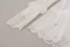 Dolce & Gabbana White Cotton Lace Trim Turtle Neck Blouse Top