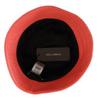 Dolce & Gabbana Peach Quilted Faux Leather Women Bucket Cap Hat